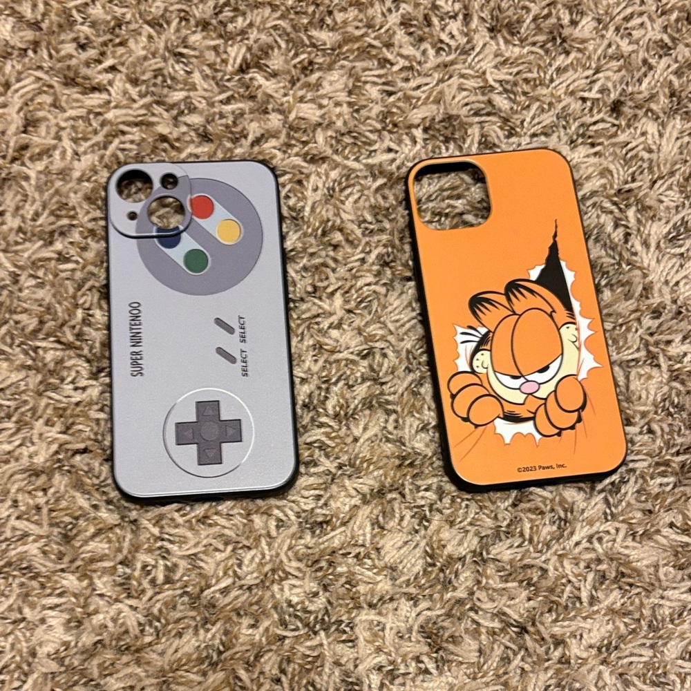 Super Nintendo and Garfield Phone Cases - Gray and Orange